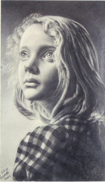 Francesco Dindelli_Portrait of a girl with a green passe-partout_1943.PNG