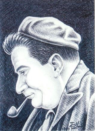 Portrait of a man with a pipe and a hat.JPG