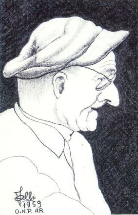 Portrait of a man wearing a cap and glasses, in profile facing right.JPG