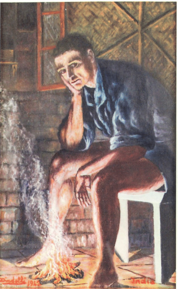 Francesco Dindelli_Prisoner warming up by the fire (maybe self-portrait)_1942..PNG